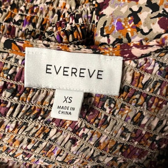 Evereve Margaret Floral Smocked Elastic Cuff Puff Sleeve Blouse Size XS - Picture 9 of 10